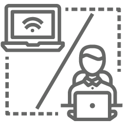person to computer access icon
